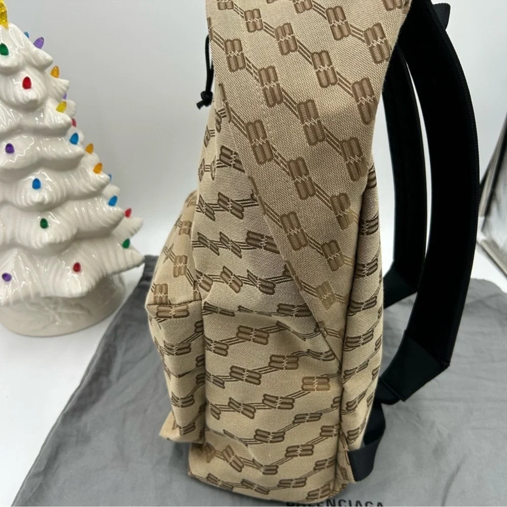 Unisex Balenciaga signature backpack in beige BB monogram, coded canvas, Italy